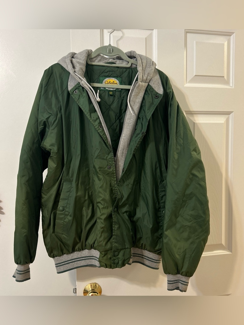 Cabela's Dark Green Jacket with Gray Hood Liner